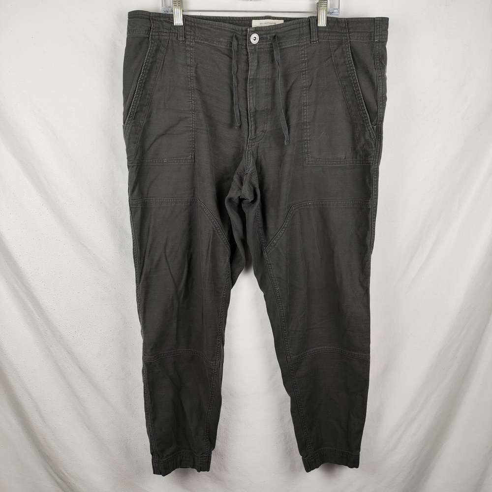 REI Cooperative Pants Mens 40x27 Gray Canvas Jogger Stretch Cuffed Relaxed Fit